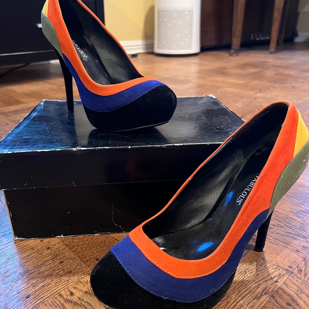 Just Fabulous Multicolored Suede Heels